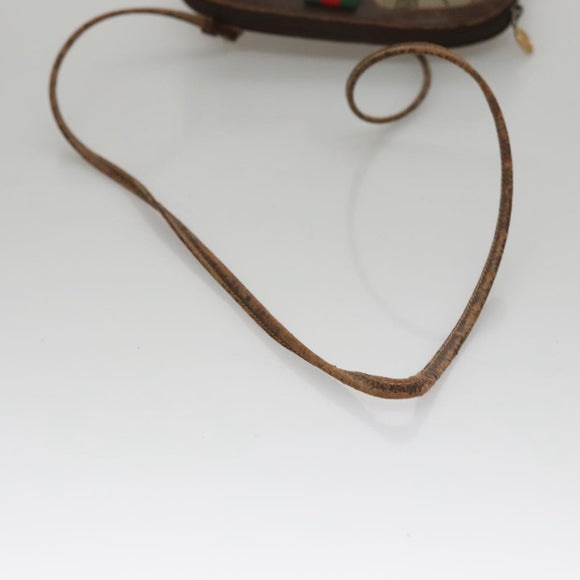 GUCCI Web Sherry Line GG Supreme Shoulder Bag PVC Beige Gold Auth 105717