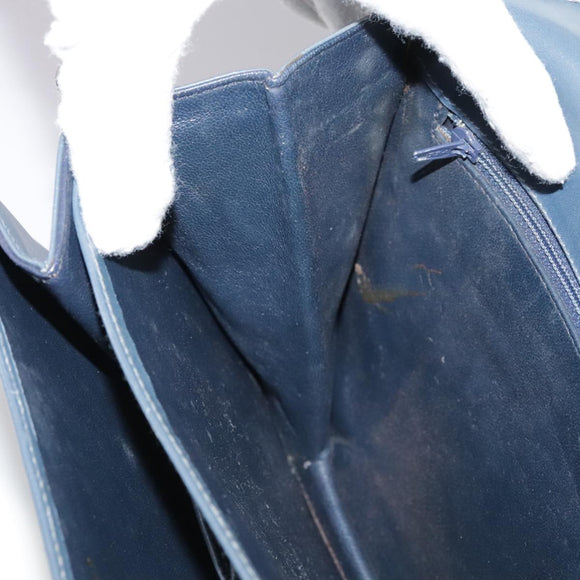 CELINE Shoulder Bag Leather Blue Auth 105737