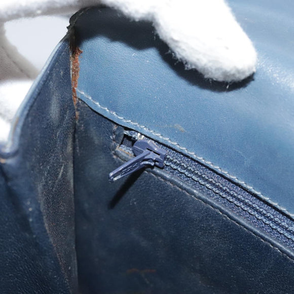 CELINE Shoulder Bag Leather Blue Auth 105737