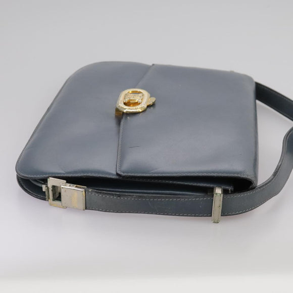 CELINE Shoulder Bag Leather Blue Auth 105737