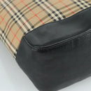Burberrys Nova Check Tote Bag Canvas Leather Beige Black gold Auth 105753-16