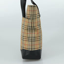 Burberrys Nova Check Tote Bag Canvas Leather Beige Black gold Auth 105753-3