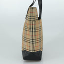 Burberrys Nova Check Tote Bag Canvas Leather Beige Black gold Auth 105753-4