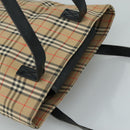 Burberrys Nova Check Tote Bag Canvas Leather Beige Black gold Auth 105753-6
