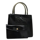 Salvatore Ferragamo Hand Bag Patent Leather Black Gold Auth 105756-1