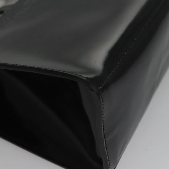 Salvatore Ferragamo Hand Bag Patent Leather Black Gold Auth 105756