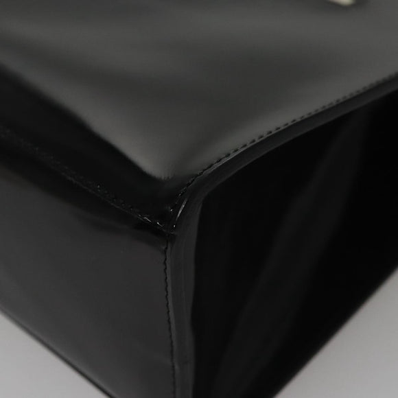 Salvatore Ferragamo Hand Bag Patent Leather Black Gold Auth 105756