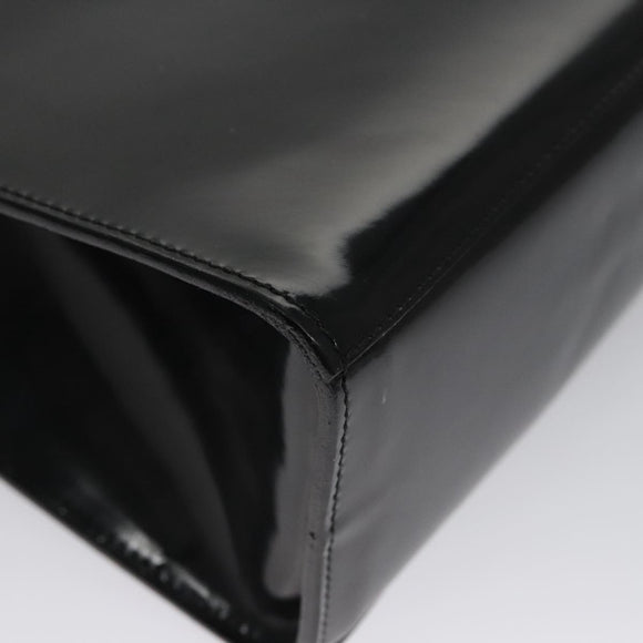 Salvatore Ferragamo Hand Bag Patent Leather Black Gold Auth 105756