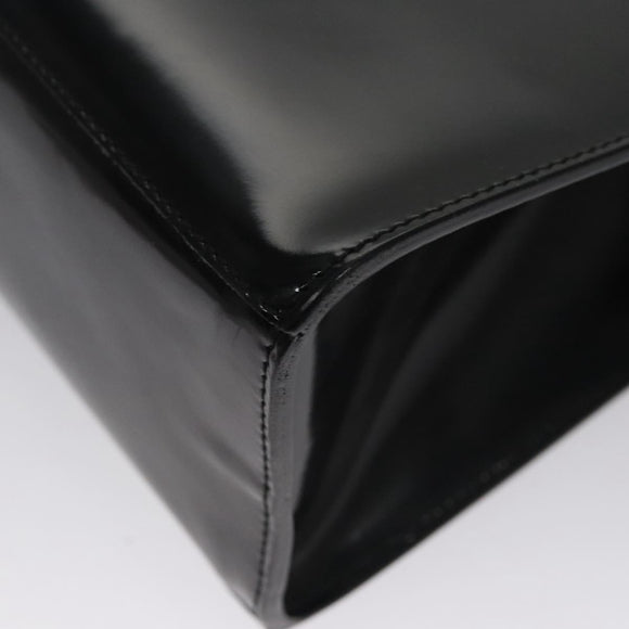 Salvatore Ferragamo Hand Bag Patent Leather Black Gold Auth 105756
