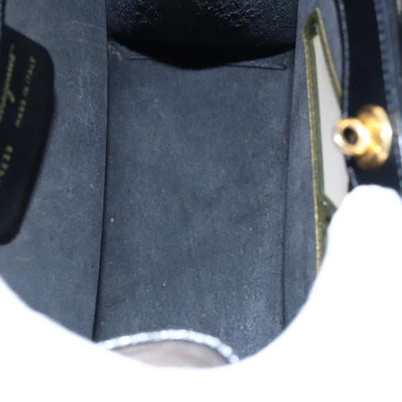 Salvatore Ferragamo Hand Bag Patent Leather Black Gold Auth 105756
