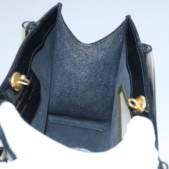 Salvatore Ferragamo Hand Bag Patent Leather Black Gold Auth 105756