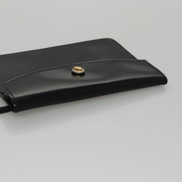 Salvatore Ferragamo Hand Bag Patent Leather Black Gold Auth 105756