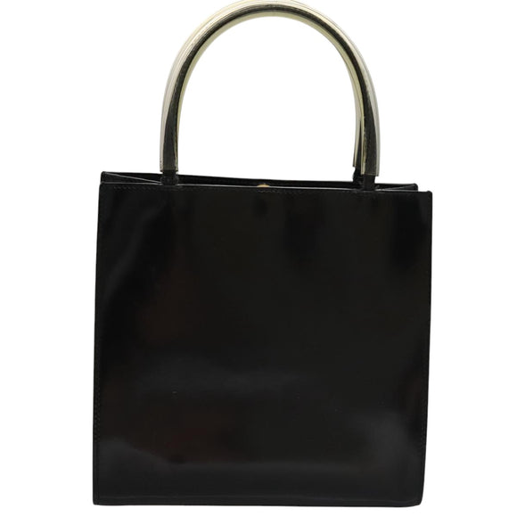 Salvatore Ferragamo Hand Bag Patent Leather Black Gold Auth 105756