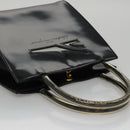 Salvatore Ferragamo Hand Bag Patent Leather Black Gold Auth 105756-6