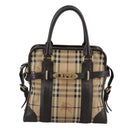 BURBERRY Nova Check Hand Bag PVC Leather 2way Beige Auth 105764-13
