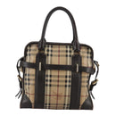 BURBERRY Nova Check Hand Bag PVC Leather 2way Beige Auth 105764-2