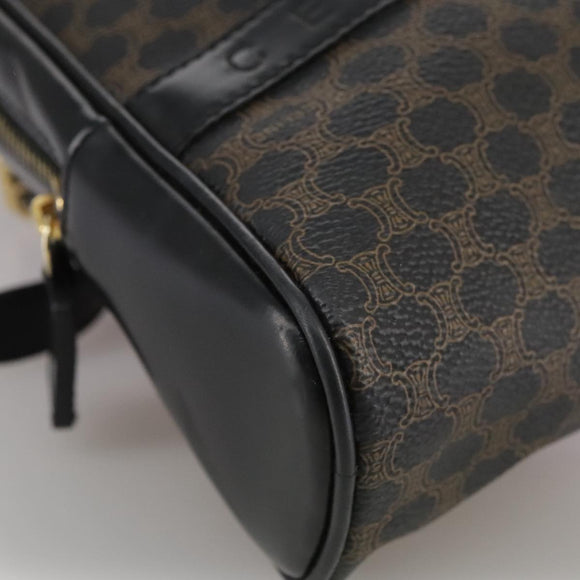 CELINE Macadam Canvas Backpack PVC Leather Black Silver Auth 105774