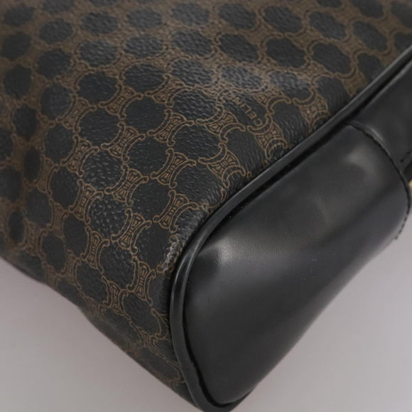 CELINE Macadam Canvas Backpack PVC Leather Black Silver Auth 105774