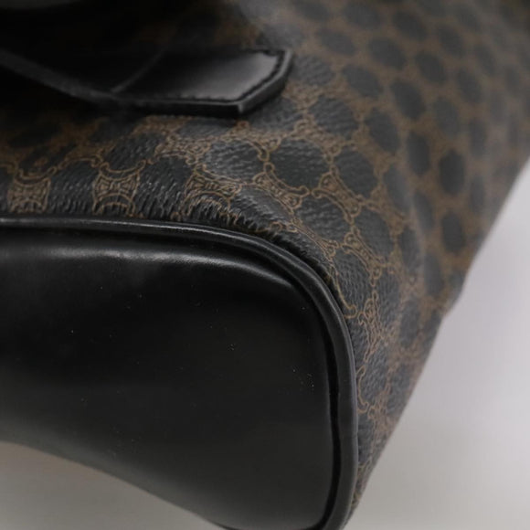 CELINE Macadam Canvas Backpack PVC Leather Black Silver Auth 105774