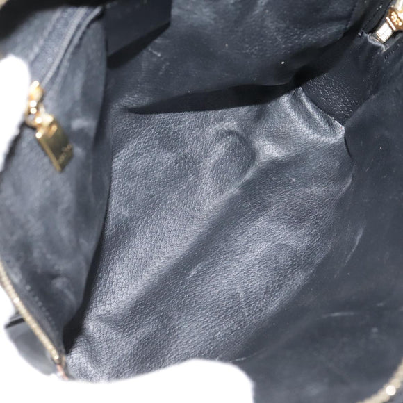 CELINE Macadam Canvas Backpack PVC Leather Black Silver Auth 105774