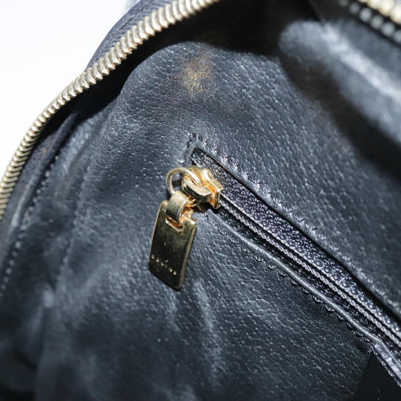 CELINE Macadam Canvas Backpack PVC Leather Black Silver Auth 105774