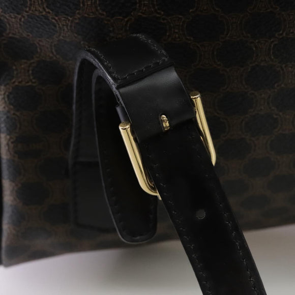 CELINE Macadam Canvas Backpack PVC Leather Black Silver Auth 105774