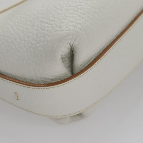 Salvatore Ferragamo Shoulder Bag Leather White Auth 105780V