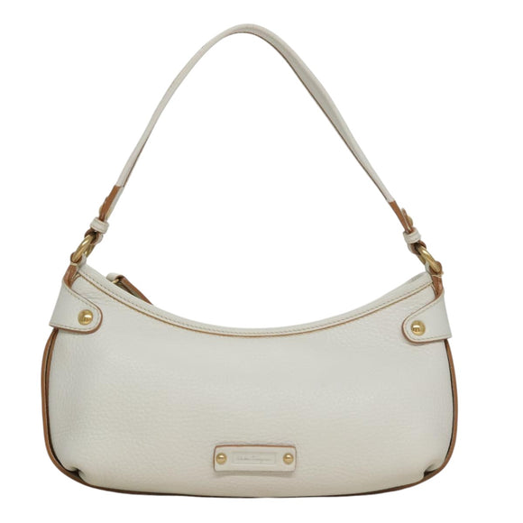 Salvatore Ferragamo Shoulder Bag Leather White Auth 105780V