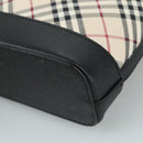 Burberrys Nova Check Shoulder Bag Canvas Leather Beige Black Silver Auth 105785-15