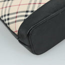 Burberrys Nova Check Shoulder Bag Canvas Leather Beige Black Silver Auth 105785-16