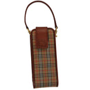 BURBERRY Nova Check Mini Pouch Canvas Leather Beige Brown Gold Auth 105793-1