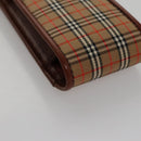 BURBERRY Nova Check Mini Pouch Canvas Leather Beige Brown Gold Auth 105793-9