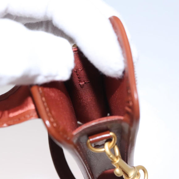 BURBERRY Nova Check Mini Pouch Canvas Leather Beige Brown Gold Auth 105793