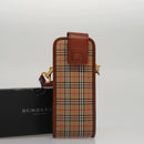 BURBERRY Nova Check Mini Pouch Canvas Leather Beige Brown Gold Auth 105793-12