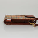 BURBERRY Nova Check Mini Pouch Canvas Leather Beige Brown Gold Auth 105793-3
