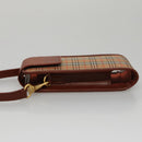 BURBERRY Nova Check Mini Pouch Canvas Leather Beige Brown Gold Auth 105793-4