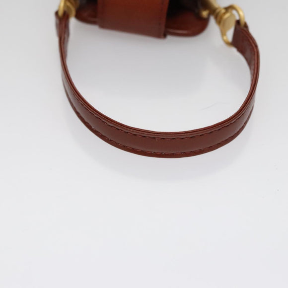 BURBERRY Nova Check Mini Pouch Canvas Leather Beige Brown Gold Auth 105793