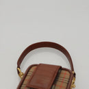 BURBERRY Nova Check Mini Pouch Canvas Leather Beige Brown Gold Auth 105793-8