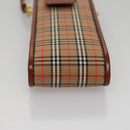 BURBERRY Nova Check Mini Pouch Canvas Leather Beige Brown Gold Auth 105793-5