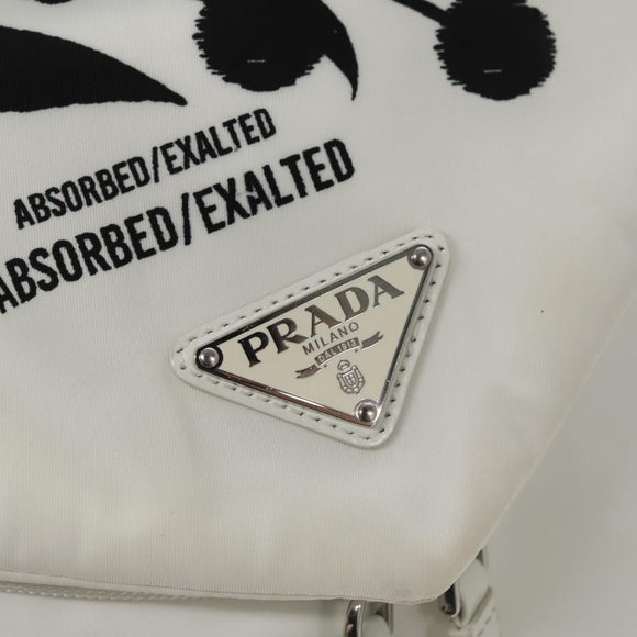 PRADA Backpack Nylon White Silver Auth 105813SAV
