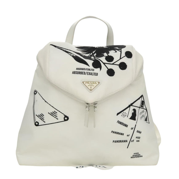 PRADA Backpack Nylon White Silver Auth 105813SAV