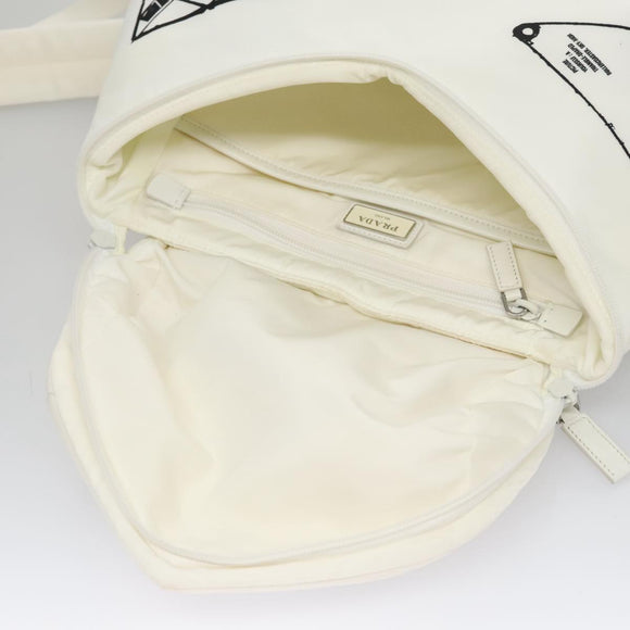PRADA Backpack Nylon White Silver Auth 105813SAV