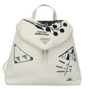 PRADA Backpack Nylon White Silver Auth 105813SAV-14
