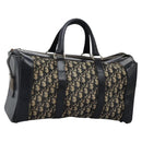 Christian Dior Trotter Canvas Boston Bag Navy Silver Auth 105821-1