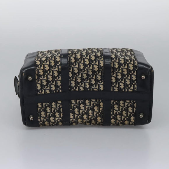 Christian Dior Trotter Canvas Boston Bag Navy Silver Auth 105821