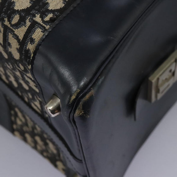 Christian Dior Trotter Canvas Boston Bag Navy Silver Auth 105821