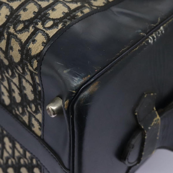 Christian Dior Trotter Canvas Boston Bag Navy Silver Auth 105821