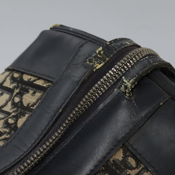 Christian Dior Trotter Canvas Boston Bag Navy Silver Auth 105821