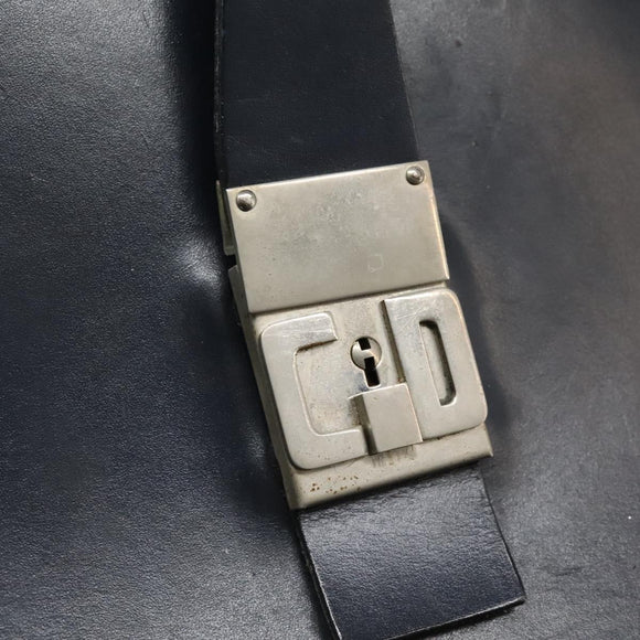 Christian Dior Trotter Canvas Boston Bag Navy Silver Auth 105821