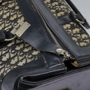 Christian Dior Trotter Canvas Boston Bag Navy Silver Auth 105821-22